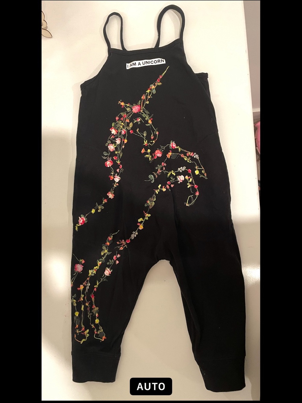 Burberry Black Kids Floral Unicorn Graphic Jumpsuit